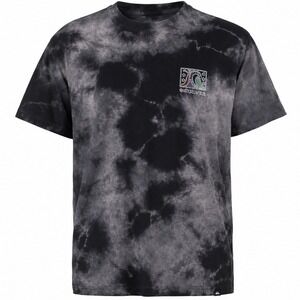 Quiksilver T Shirt Mens Medium Black Gray Tie Dye Acid Wash Back Graphic Surf